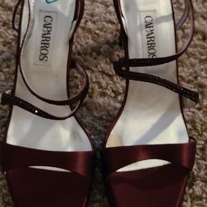 New Caparros Cranberry Silk Satin Heels
